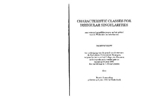 Characteristic classes for irregular singularities in diff. algebra (phd thesis 1993)