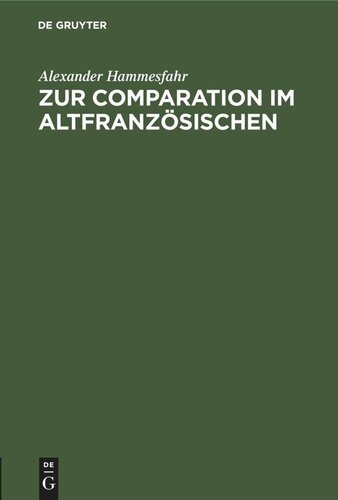 Zur Comparation im Altfranzösischen