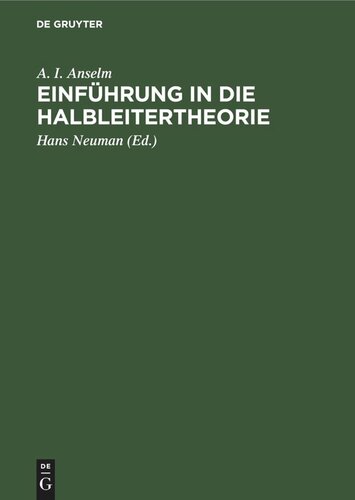 Einführung in die Halbleitertheorie