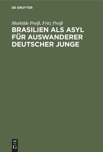 Brasilien als Asyl für Auswanderer deutscher Junge