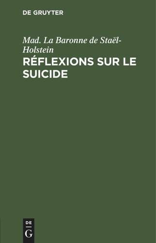 Réflexions sur le suicide