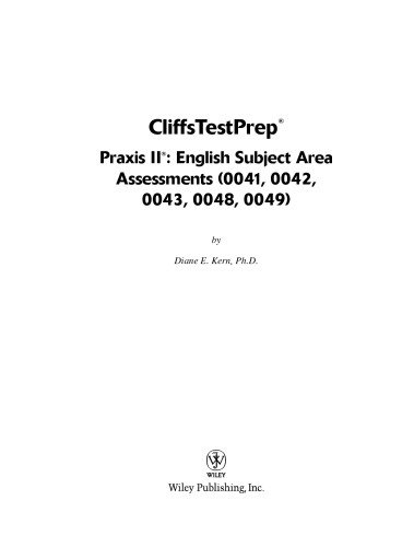 CliffsTestPrep Praxis II: English Subject Area Assessments 0041, 0042, 0043, 0048, 0049 