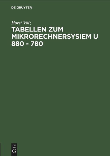 Tabellen zum Mikrorechnersysiem U 880 - 780