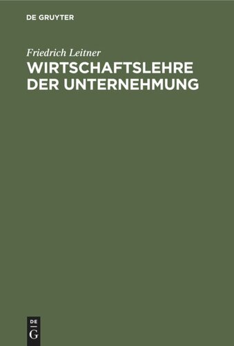 Wirtschaftslehre der Unternehmung