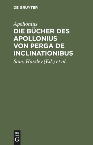 Die Bücher des Apollonius von Perga De Inclinationibus
