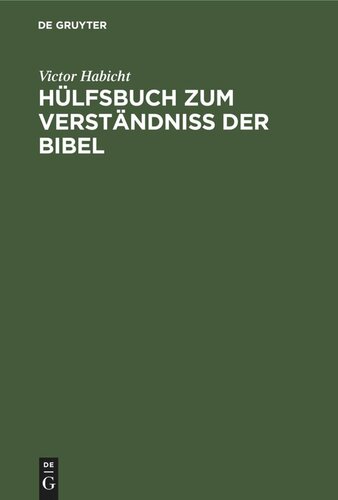 Hülfsbuch zum Verständniß der Bibel