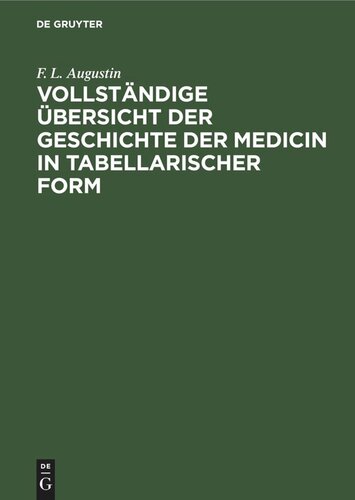 Vollständige Übersicht der Geschichte der Medicin in tabellarischer Form