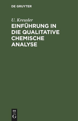Einführung in die qualitative chemische Analyse