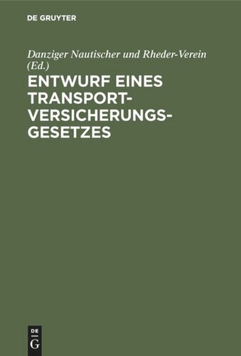Entwurf eines Transportversicherungsgesetzes