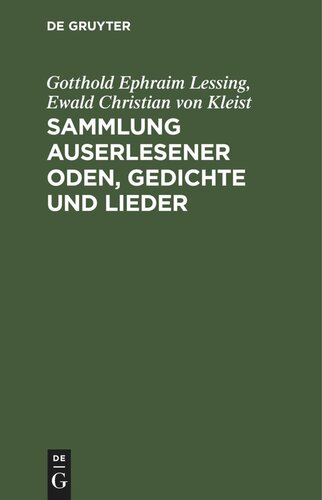 Sammlung auserlesener Oden, Gedichte und Lieder: welche bei Gelegenheit des gegenwärtigen Krieges herausgekommen