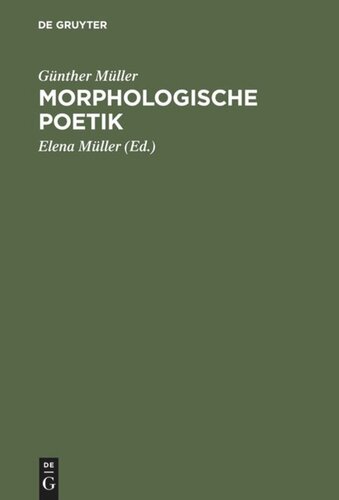 Morphologische Poetik: Gesammelte Aufsätze