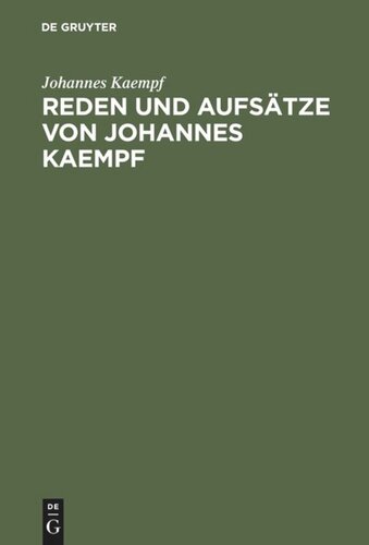 Reden und Aufsätze von Johannes Kaempf