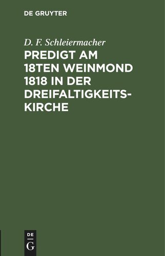 Predigt am 18ten Weinmond 1818 in der Dreifaltigkeits-Kirche