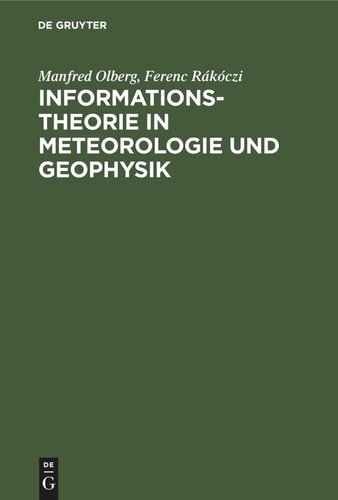 Informationstheorie in Meteorologie und Geophysik: Mit besonderer Berücksichtigung der Maximum-Entropie-Spektralschätzung