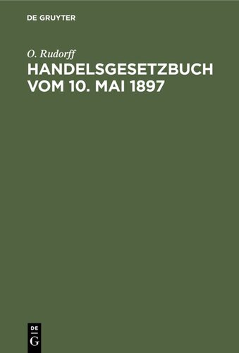 Handelsgesetzbuch vom 10. Mai 1897
