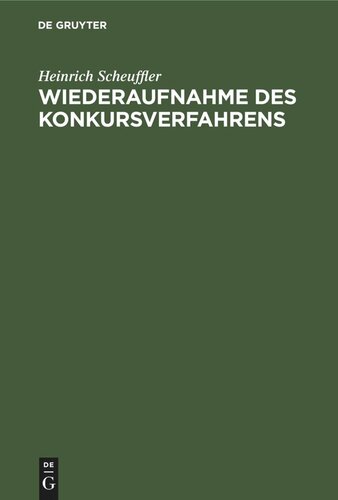 Wiederaufnahme des Konkursverfahrens