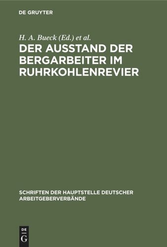 Der Ausstand der Bergarbeiter im Ruhrkohlenrevier: Januar–Februar 1905