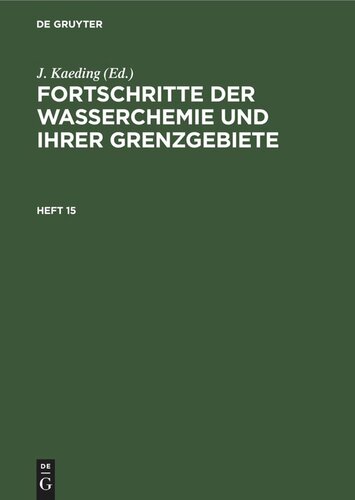 Fortschritte der Wasserchemie und ihrer Grenzgebiete: Heft 15