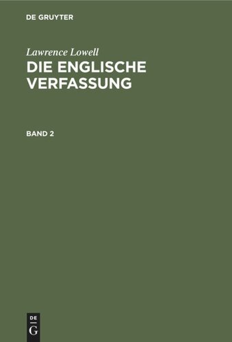 Die englische Verfassung: Band 2