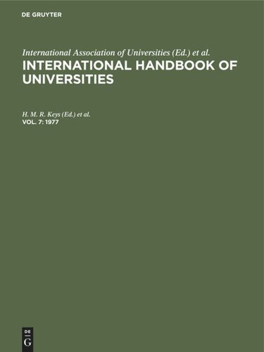 International Handbook of Universities: 1977