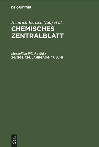 Chemisches Zentralblatt: 24/1953, 124. Jahrgang 17. Juni