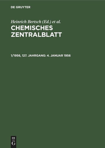 Chemisches Zentralblatt: 1/1956, 127. Jahrgang 4. Januar 1956