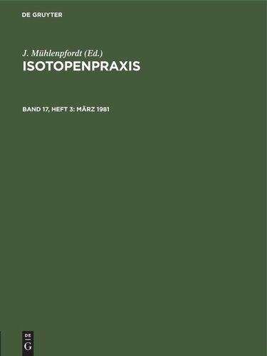 Isotopenpraxis: Band 17, Heft 3 März 1981