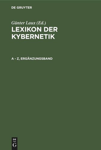 Lexikon der Kybernetik: A - Z, Ergänzungsband