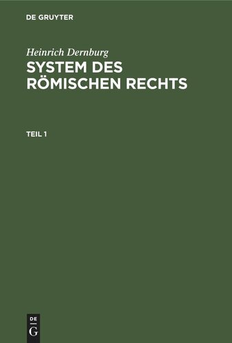 System des Römischen Rechts: Teil 1
