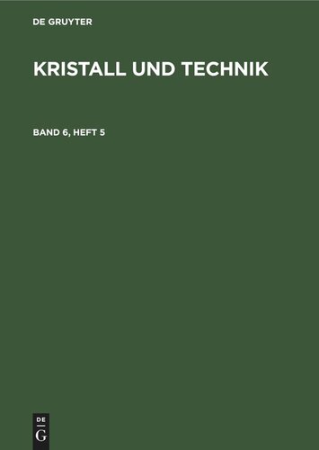 Kristall und Technik: Band 6, Heft 5