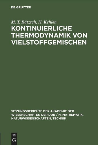 Kontinuierliche Thermodynamik von Vielstoffgemischen