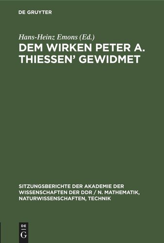 Dem Wirken Peter A. Thiessen’ gewidmet