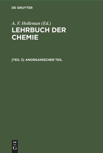 Lehrbuch der Chemie: [Teil 1] Anorganischer Teil