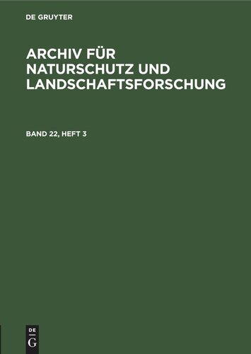Archiv für Naturschutz und Landschaftsforschung: Band 22, Heft 3