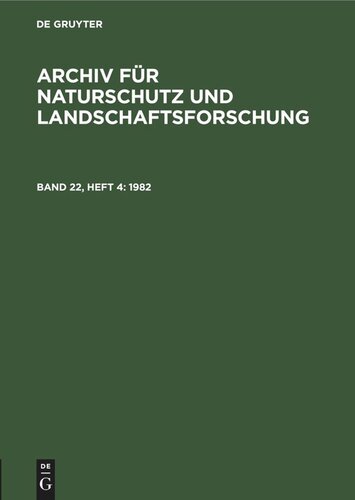 Archiv für Naturschutz und Landschaftsforschung: Band 22, Heft 4 1982
