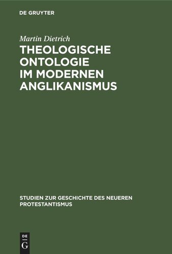 Theologische Ontologie im modernen Anglikanismus