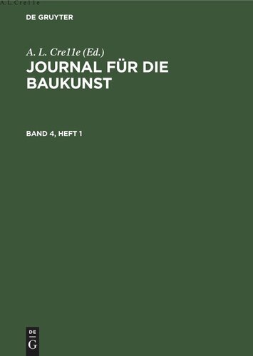 Journal für die Baukunst: Band 4