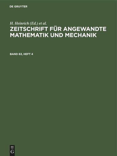 Zeitschrift für Angewandte Mathematik und Mechanik: Band 63, Heft 4