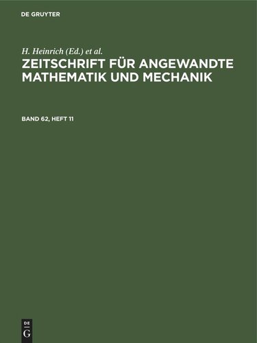 Zeitschrift für Angewandte Mathematik und Mechanik: Band 62, Heft 11