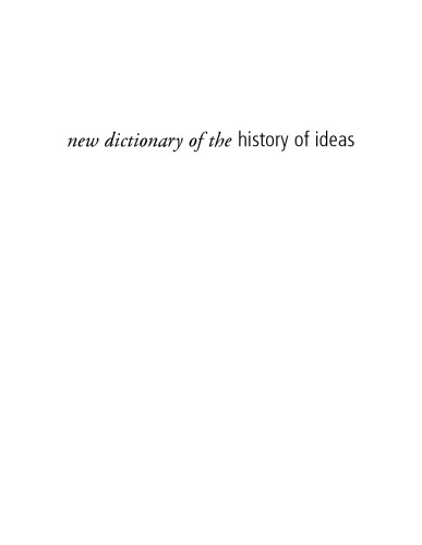 New Dictionary of the History of Ideas 