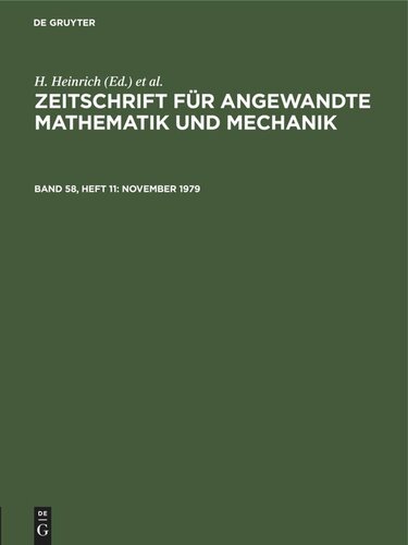 Zeitschrift für Angewandte Mathematik und Mechanik: Band 58, Heft 11 November 1979