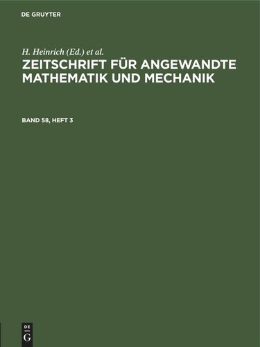 Zeitschrift für Angewandte Mathematik und Mechanik: Band 58, Heft 3