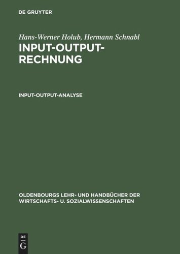 Input-Output-Rechnung: Input-Output-Analyse