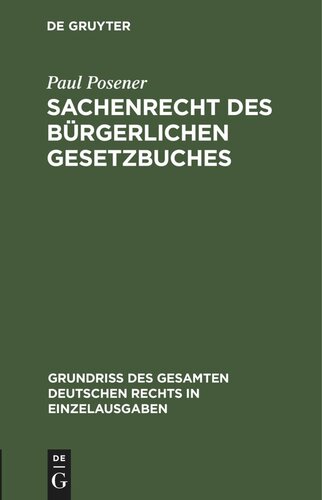 Sachenrecht des Bürgerlichen Gesetzbuches