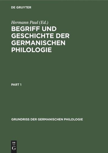 Begriff und Geschichte der germanischen Philologie