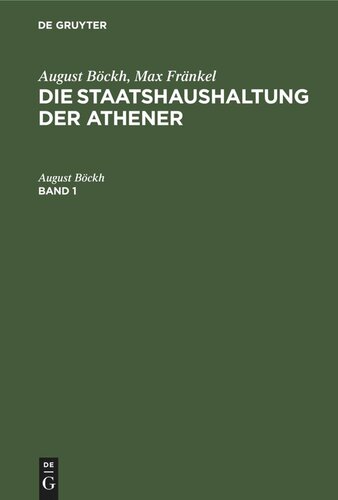 Die Staatshaushaltung der Athener: Band 1