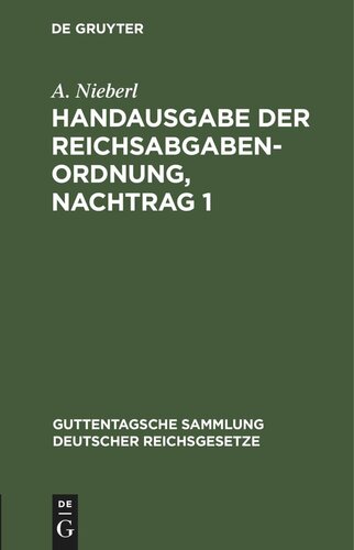 Handausgabe der Reichsabgabenordnung, Nachtrag 1
