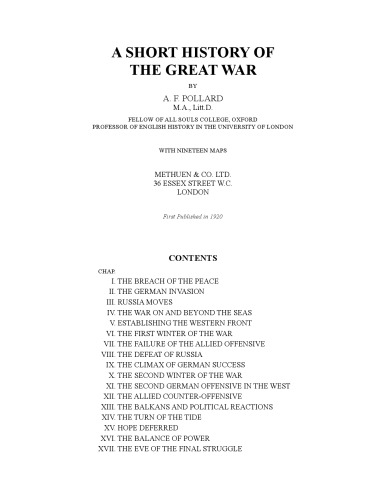 A short history of the great war,