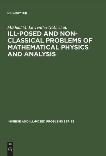 Ill-Posed and Non-Classical Problems of Mathematical Physics and Analysis: Proceedings of the International Conference, Samarkand, Uzbekistan