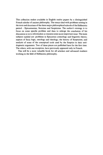 Papers in Hellenistic Philosophy